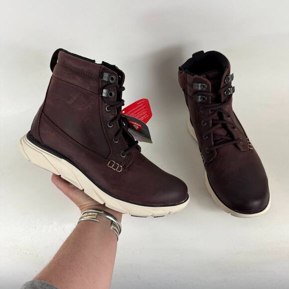 L.L.Bean Down East Utility Boots Womens 8.5 Maroon Leather Lace Up Ankle Comfort - Picture 1 of 9